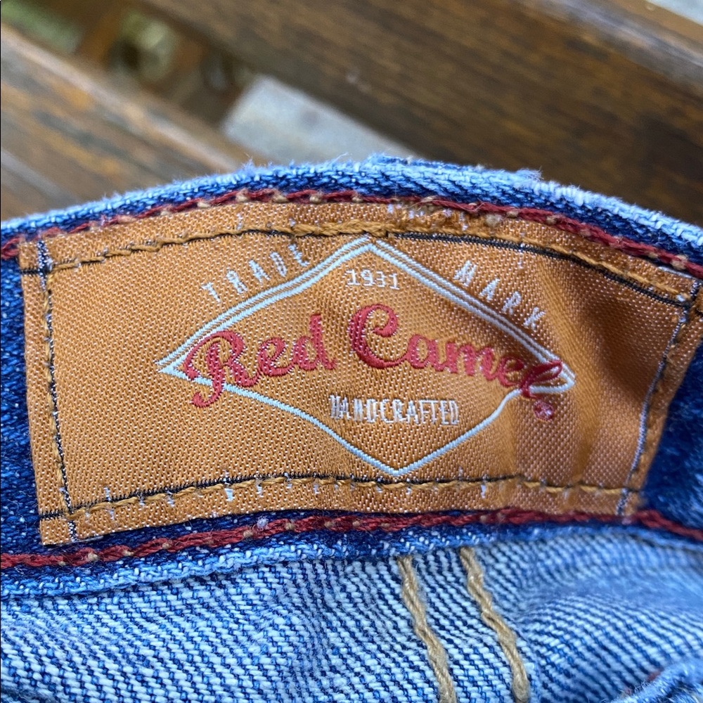 Red Camel Denim Jeans with Brown Accents